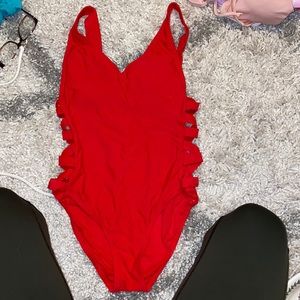 Red cut out one piece